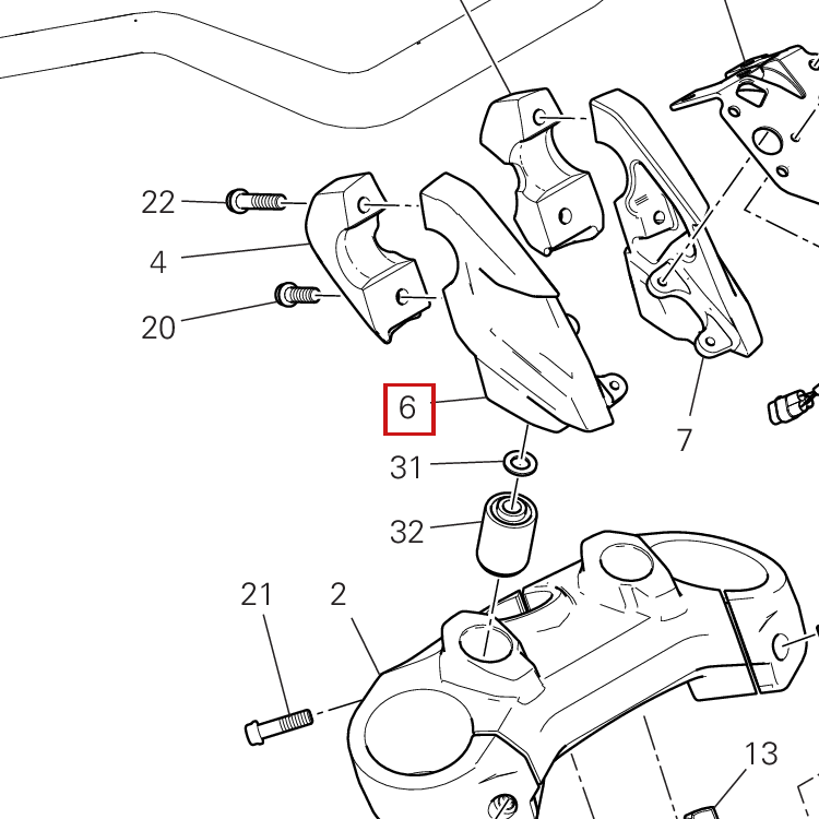 1309 RH FRONT HANDLEBAR HOLDER BLK - EVT