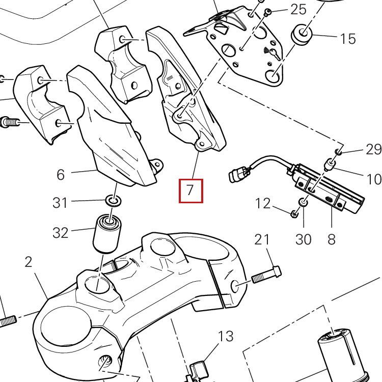 1309 LH FRONT HANDLEBAR HOLDER BLK - EVT